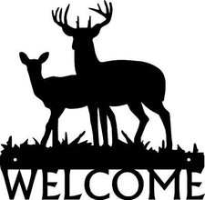 Deer Family 08 Buck  Doe Welcome Sign - Made in America - Outdoor Decor