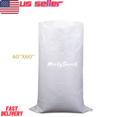 Heavy duty extra large white waterproof woven polypropylene bag 40'' x 60'' US