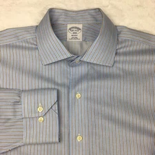 Brooks Brothers Dress Shirt Mens 16.5-4/5 Blue Stripe Regent Non Iron