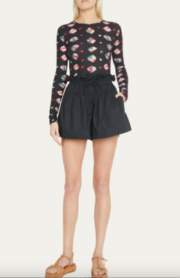 ULLA JOHNSON Rylan Wide-Leg Cotton Paperbag Shorts Size 12 Orig. $220 NEW