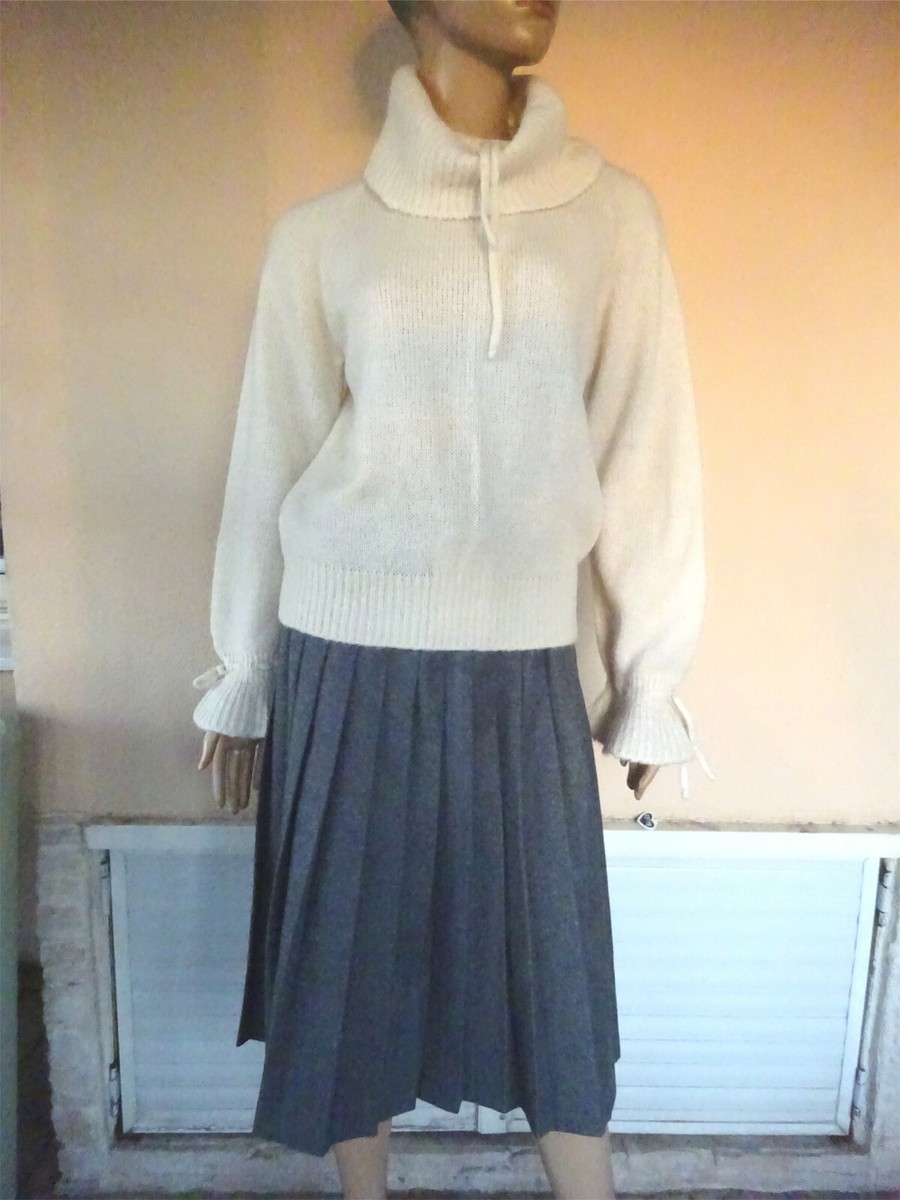 Jupe Longue Plissée Damassée Blanche Vintage - Taille Unique élastiquée, Style Rétro, Neuve