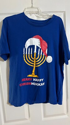 Seven Oaks Merry Happy Christmukkah Christmas and Hannukah Tee Men's Size XXL