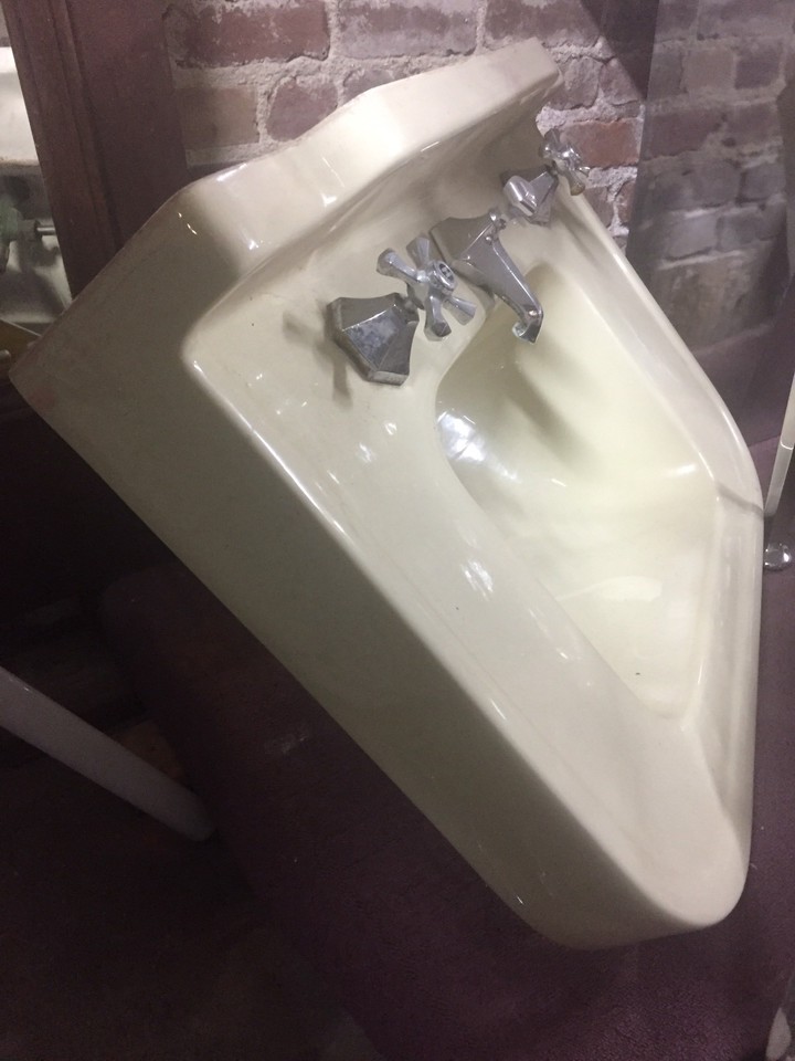 Vintage Mid Century Yellow Bathroom Sink Chrome Legs Rod McKuen eBay