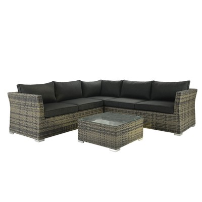 Ecksofa Set 4-teilige Garten-Lounge Ecksofa mit Couchtisch ...