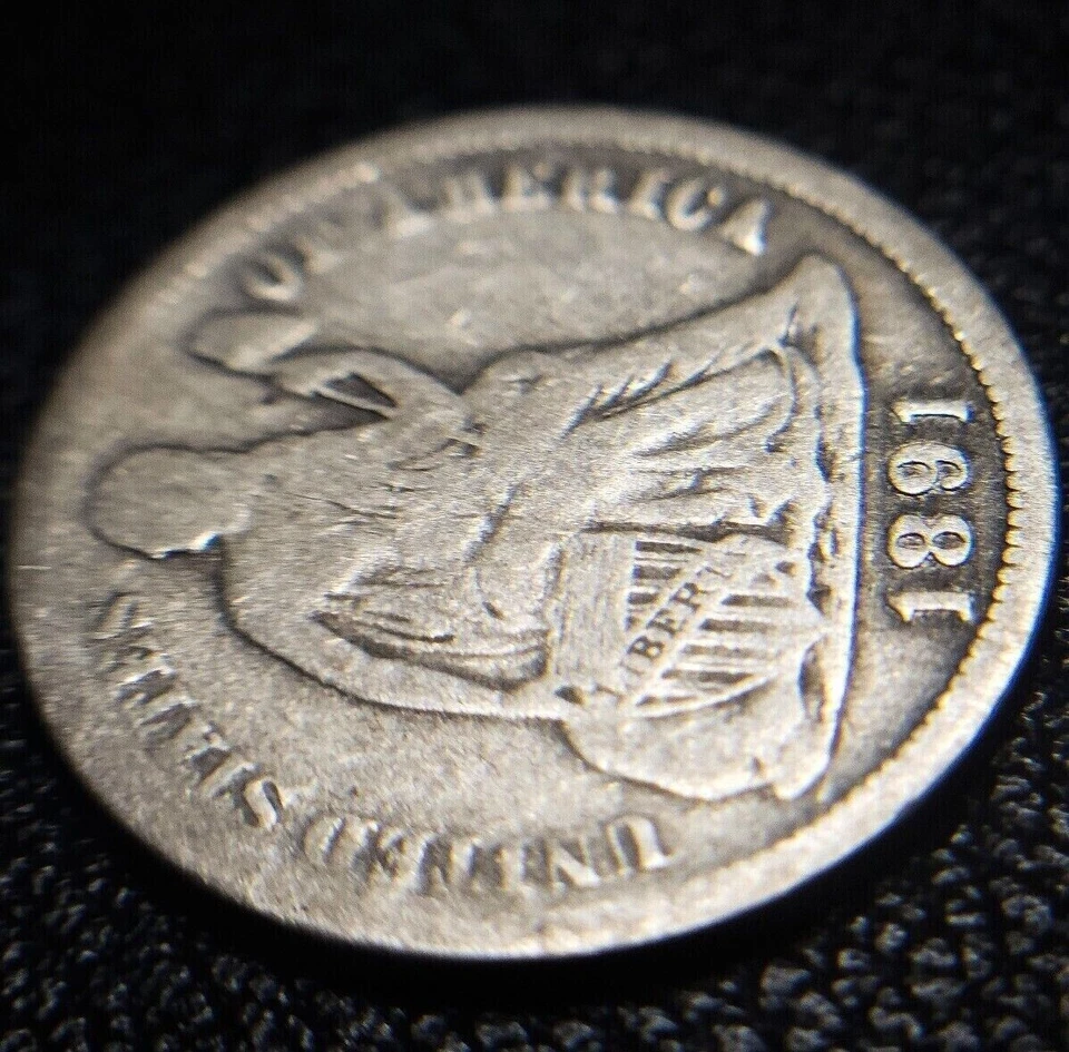 1891 O Seated Liberty Dime: Final Year / Error on Reverse "i" In Dime! - Image 3 of 4