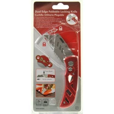 S42 Stainless Steel Folding Utility Knife, Red DUAL EDGE LOCKING 86064