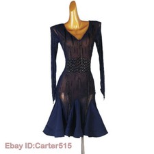 Latin Dance Dress Salsa Tango Cha cha Ballroom Rhinestone Competition Dress F604