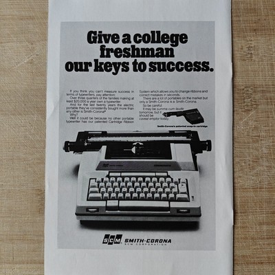 SCM Smith-Corona 1977 Vintage Werbung Anzeige Reklame Ad Advert yellowed