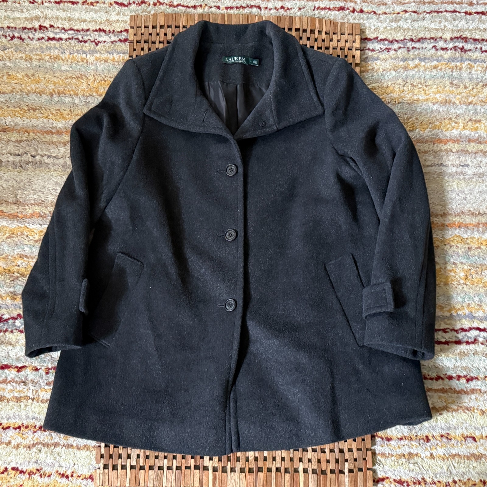 Lauren Ralph Lauren LRL Wool Button Down Jacket Peacoat Grey Women's Size Large