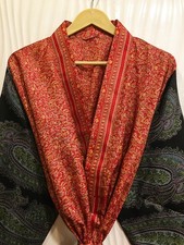 Pure Silk Red  Black kimono Long Robe Gown Girl's Woman Silk Kimono KMO5372