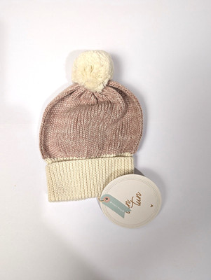 Tun Tun Baby Girl  Pink/White Knitted Beanie Cap Hat Size 6months New with Tags