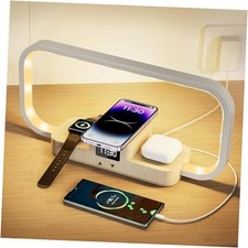 LED Bedside Lamp with Wireless Charger, 3-in-1 Touch Control Table Lamp Large