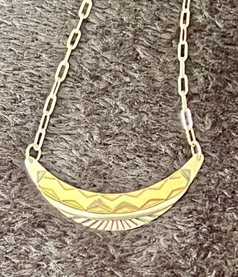 Navajo 14K & Sterling Crescent Shape Necklace  M.M. Rogers & J Secatero