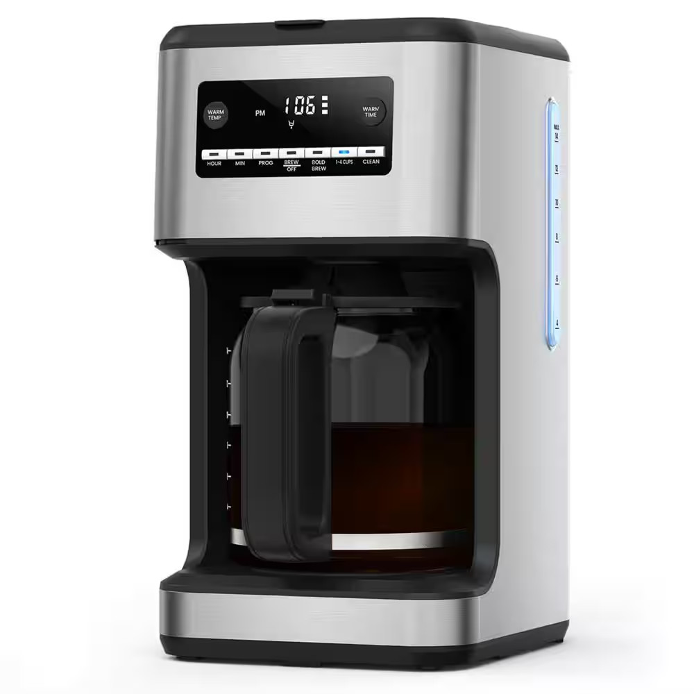 With Carafe Brewer & Timing Function In Silver