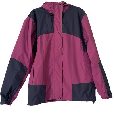 TOKY Womens Size XL Purple Gray Waterproof Breathable Hidden Hood Rain Jacket