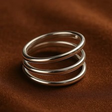 Anello tripla fascia minimalista argento sterling 925 impilabile gioielli quotidiani