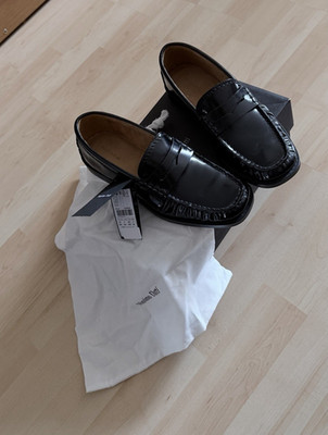 Massimo Dutti Damen Penny Loafer Slip-On Leder schwarz EU 36 Neu m. Karton