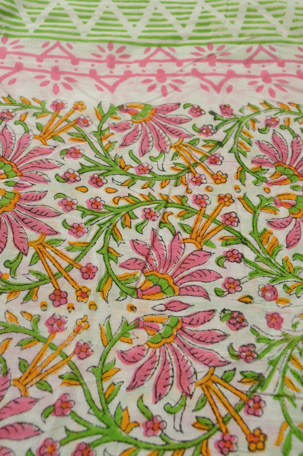 NO TARRIF CHARGES 100%✅ZK_164 Hand Block Floral Print 100%Cotton 4 Yard Fabric#