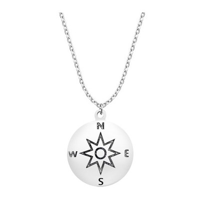 Damen Halskette aus 925 Silber mit Anhänger in Kompassform und Ca...