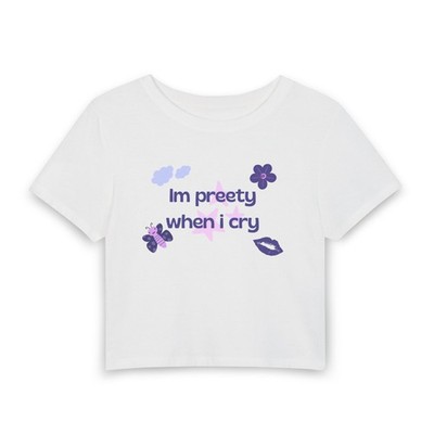 Im pretty when i cry Tee | purple flowers, kiss design
