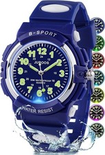 Juboos Kids Watch Analog with 7 Colorful Night Lights Boys Girls Waterproof Soft