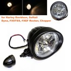Black Motorcycle H4 Headlight Front Light For Harley Softai Dyna Chopper Bobber