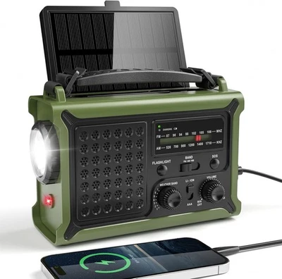 MESQOOL Notfallradio Solar Kurbelradio AM/FM 12000mAh Powerbank USB-C Camping Dynamo