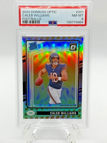 2024 Donruss Optic Caleb Williams Rated Rookie Football #/16 PSA Nm-Mt 8 Bears
