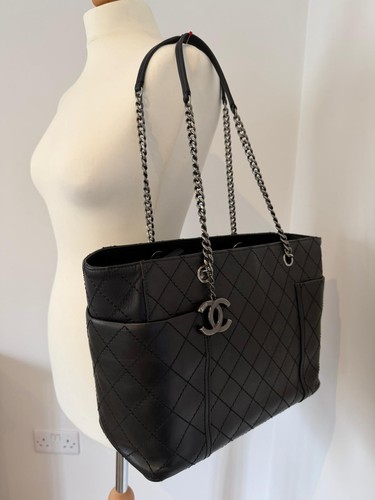 Chanel Black Caviar GST Charm Grand Shopping Tote -