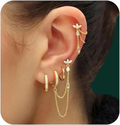 6PCS Earring Stacks Cartilage Chain Helix Piercing Sets for Women Flat Back Mult
