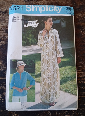 Vintage 70er Simplicity 7521 Jiffy Schnittmuster Kaftan Kleid Top FF 18