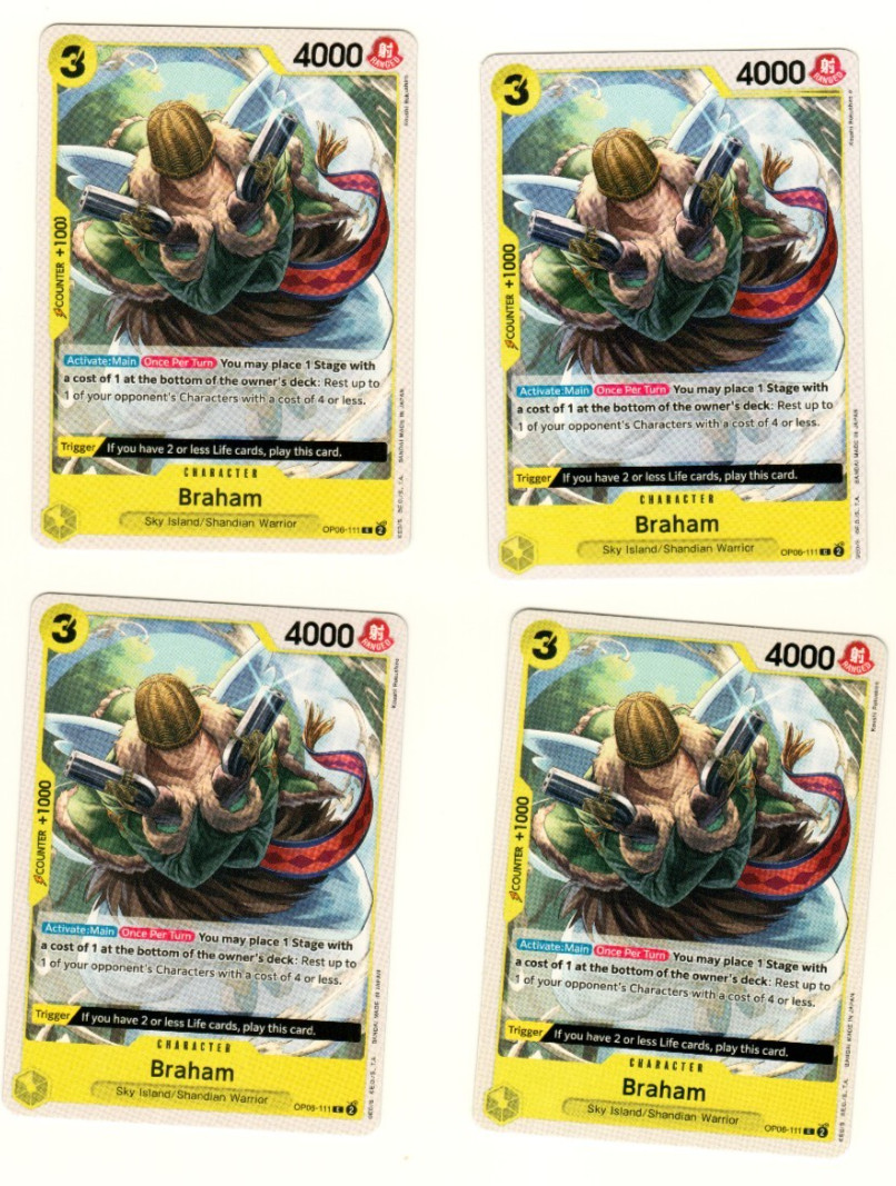 Set Of 4 Braham OP06-111 One Piece Trading Card