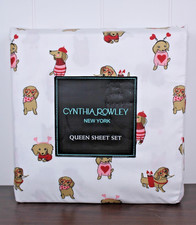 CYNTHIA ROWLEY Queen Sheet Set Weenie Dogs Valentines Hearts DACHSHUND