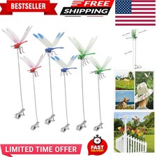 6 Pack Dragonfly Clip,3D Dragonfly Garden Stakes Decor,Fly Deterrent,Dragonfl...