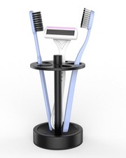 Black Toothbrush Holder Stand for Bathroom, Small Tooth Brush Holder Organize...