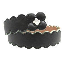 Fendi Flower Motif Leather Black 75 0753 Used FENDI Belt