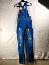 Jeans Women's Blue Denim Overall Jumpsuit XS Sleeveless Straight Leg Pockets