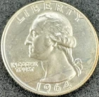 1964-P Washington Quarter – Gem BU/AU – 90% Silver – Philadelphia Mint