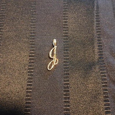 Initial Pendant 24k Yellow Gold Plated Cursive Letters A to Z Diamond-Cut