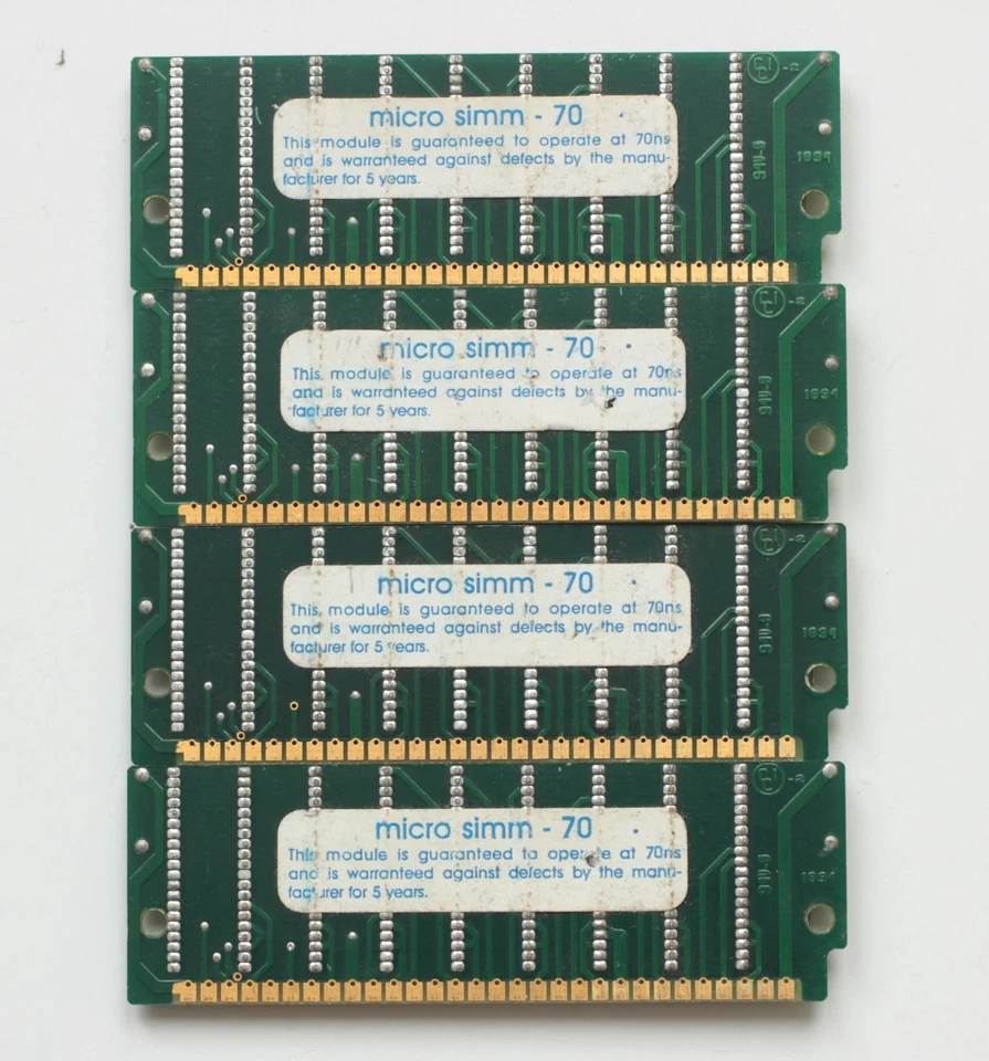 Lot of 4x1024KB - FPM memory - SIMM 30pin - 4MB - SIMM30 - 60ns - TESTED - Image 2 of 2