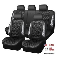 Silver Rhinestone Full Set of Bling Diamond Leather Car Seat Covers