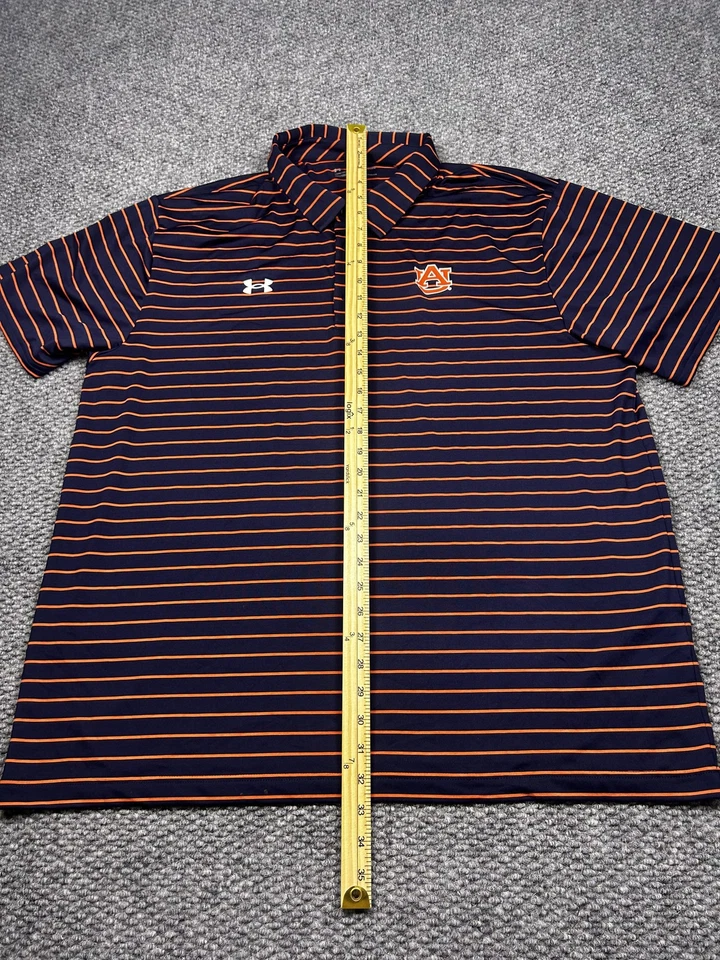 Auburn Tigers Shirt Mens 3XL Navy Orange Striped NCAA Under Armour HeatGear Polo - Image 4 of 4