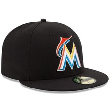 Miami Marlins New Era 59Fifty 5950 Baseball Hat Cap Black New Fitted Size 6 7/8