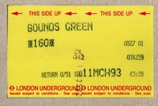 Bounds Green 01 - UTS London Underground ticket - London N11 - Piccadilly Line