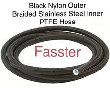 -8 AN Black Nylon PTFE Hose W/ Stainless Steel Inner Core E85 Compatible