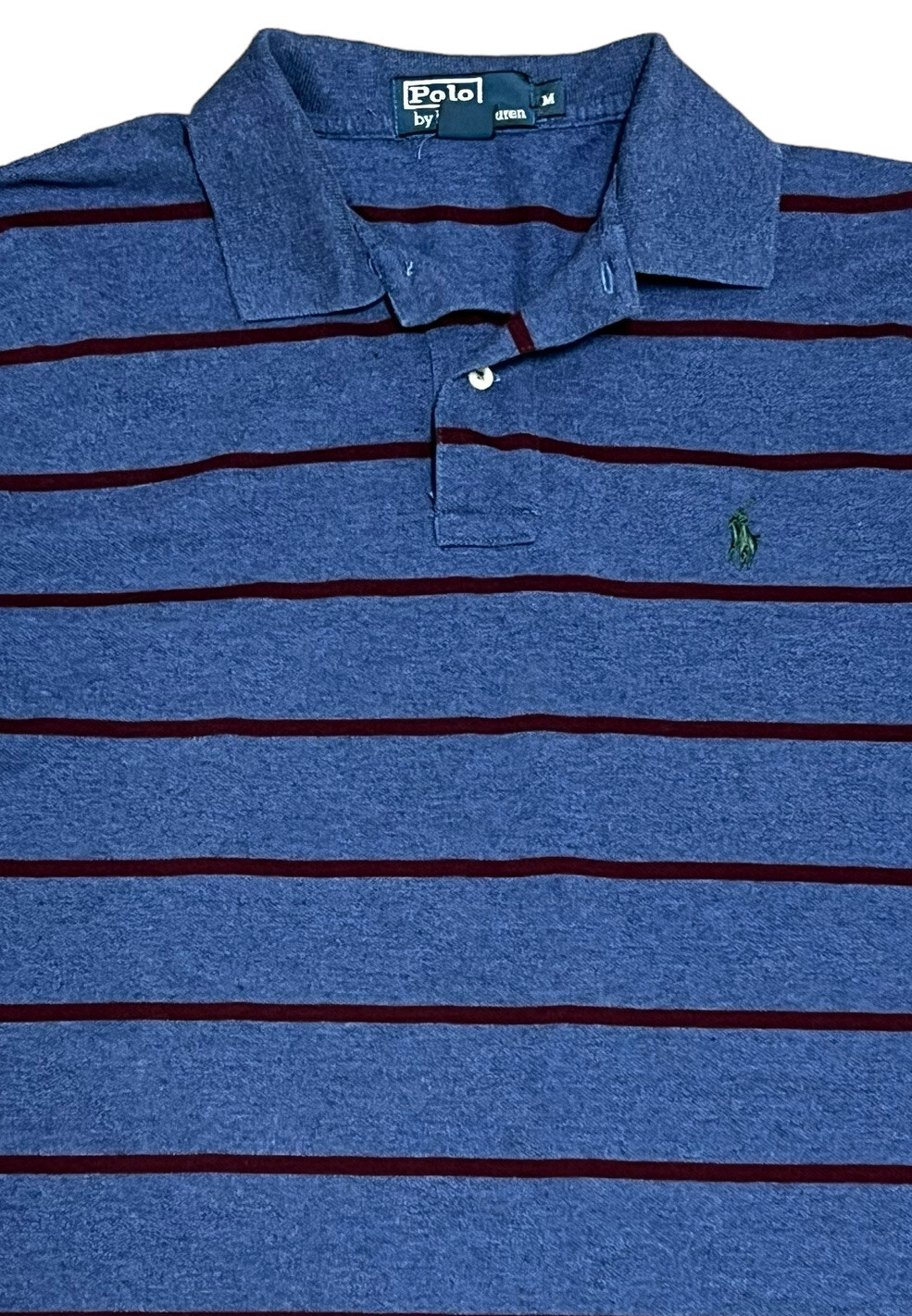 Polo Ralph Lauren Camicia Uomo Taglia Media Blu Marrone Righe con Maglia Pony S S