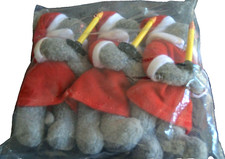 Felt Christmas Santa Mice/Mouse Holding Candles 3 Hanging Ornaments 5" Tall NIP