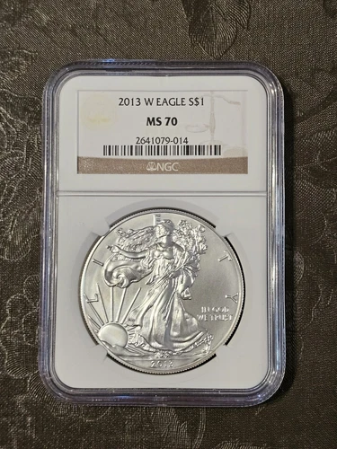 2013 W BURNISHED SILVER EAGLE NGC MS70 BROWN LABEL