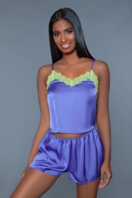purple satin camisole