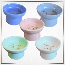 Raised Cat Bowl Elevated Cat Bowl Ceramic Cat Food Dish - Small